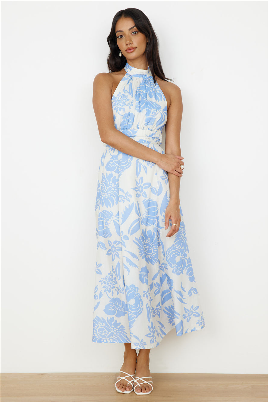Showing Emotions Halter Maxi Dress Blue