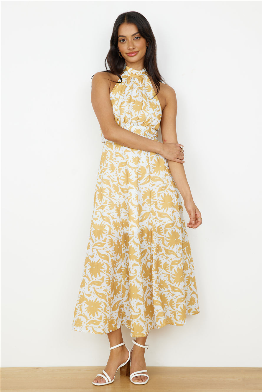 Showing Emotions Halter Maxi Dress Yellow