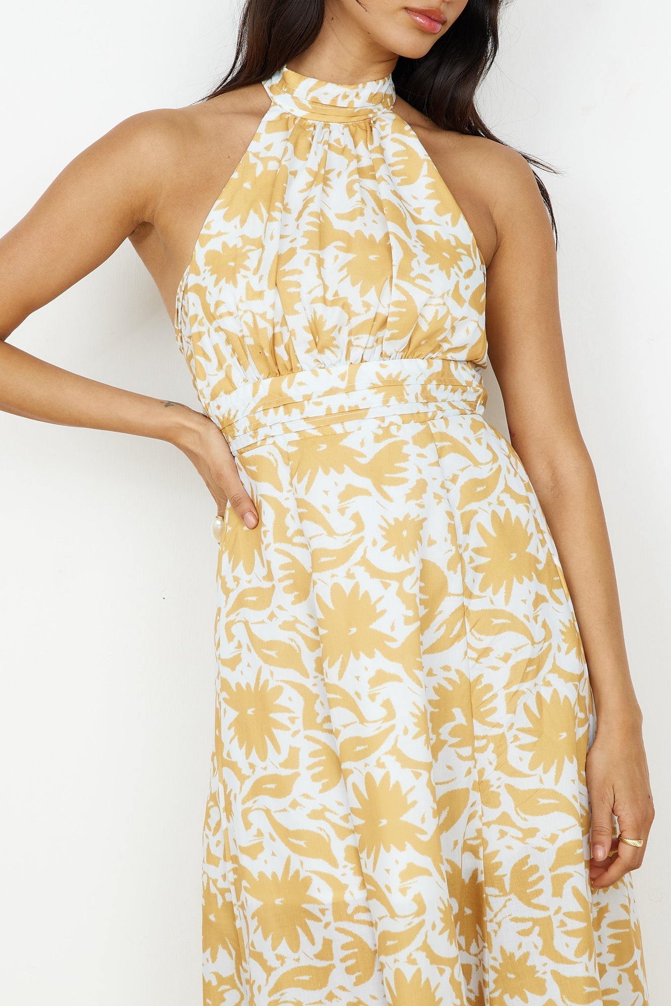 Showing Emotions Halter Maxi Dress Yellow