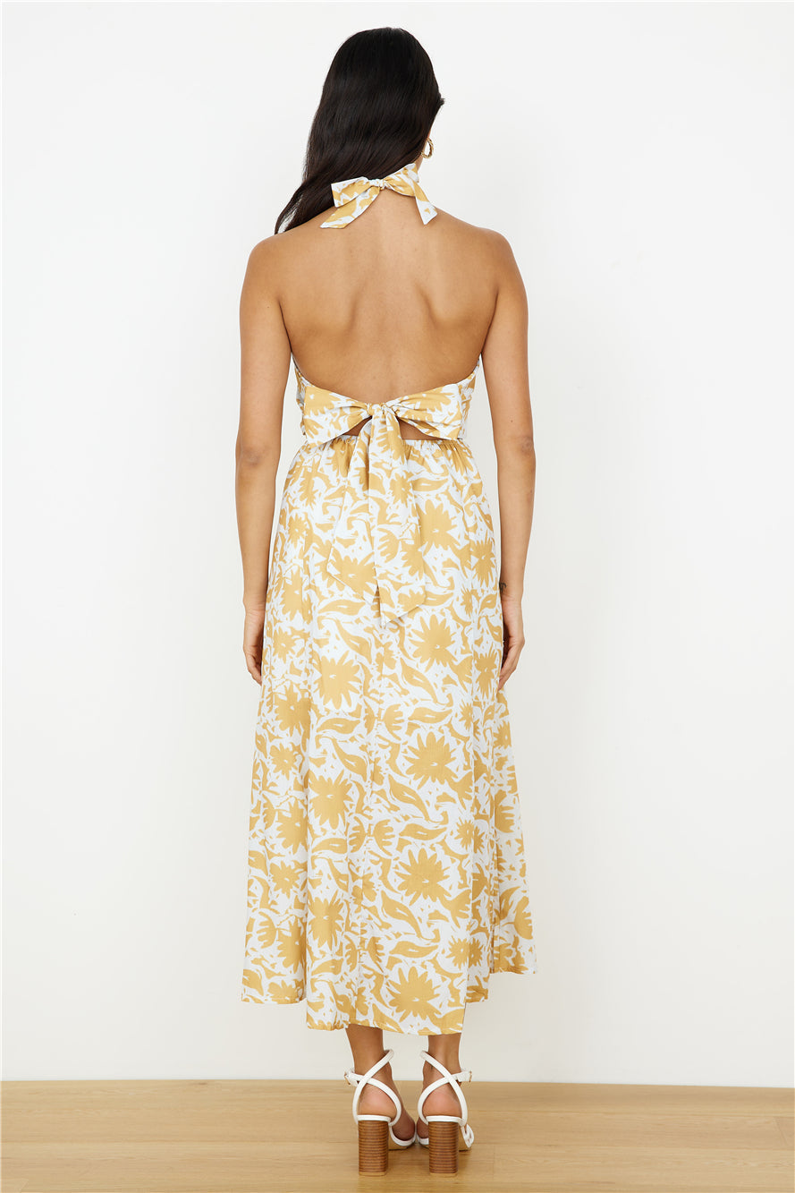 Showing Emotions Halter Maxi Dress Yellow