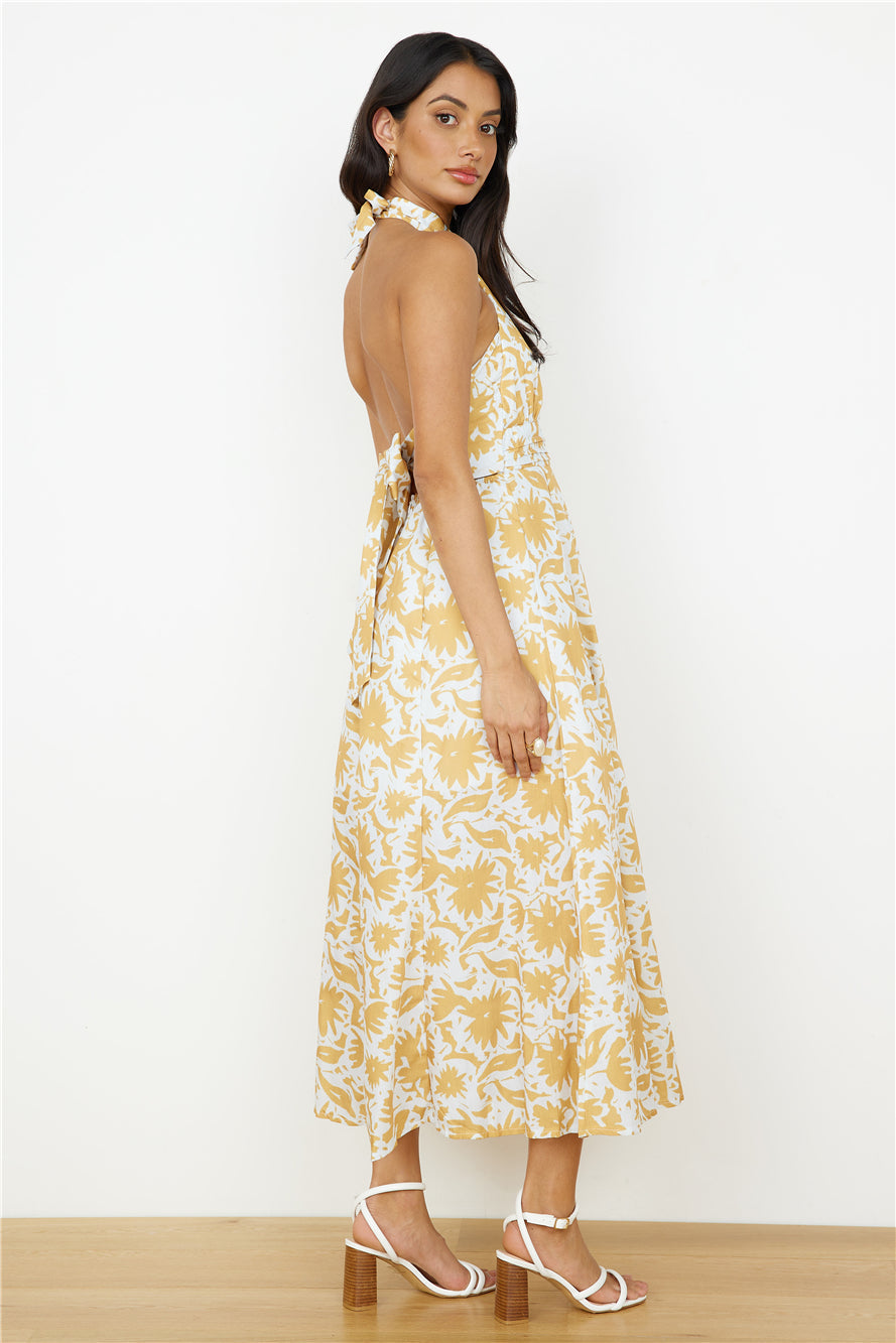 Showing Emotions Halter Maxi Dress Yellow
