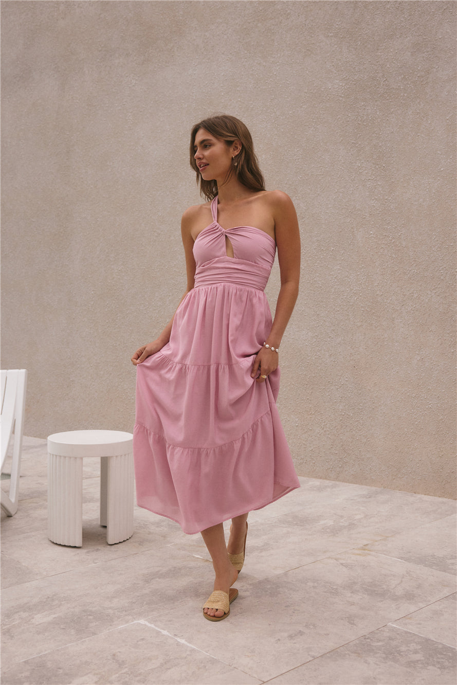 Pure Satisfaction One Shoulder Maxi Dress Pink
