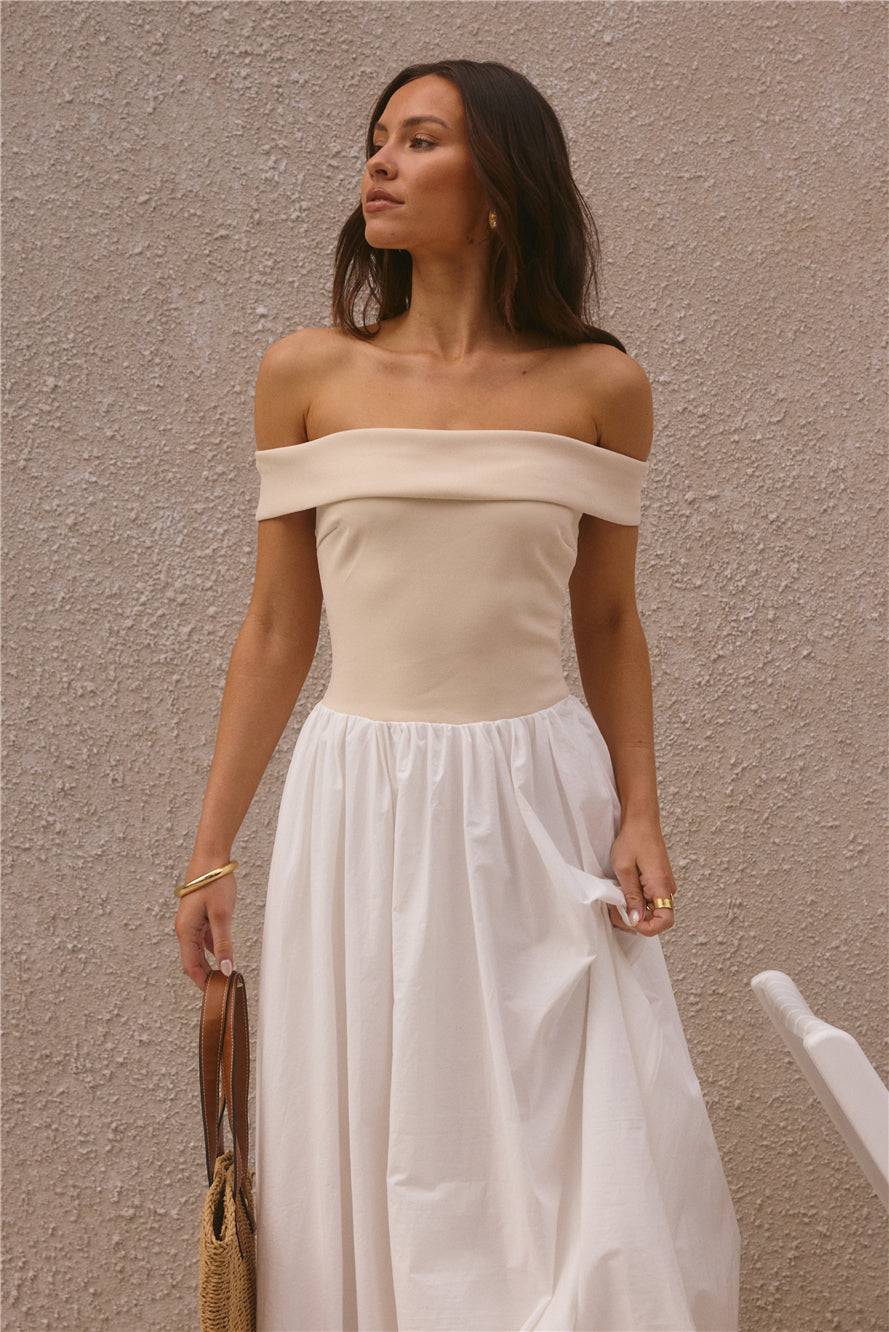 Sophisticated Nights Bubble Hem Maxi Dress White