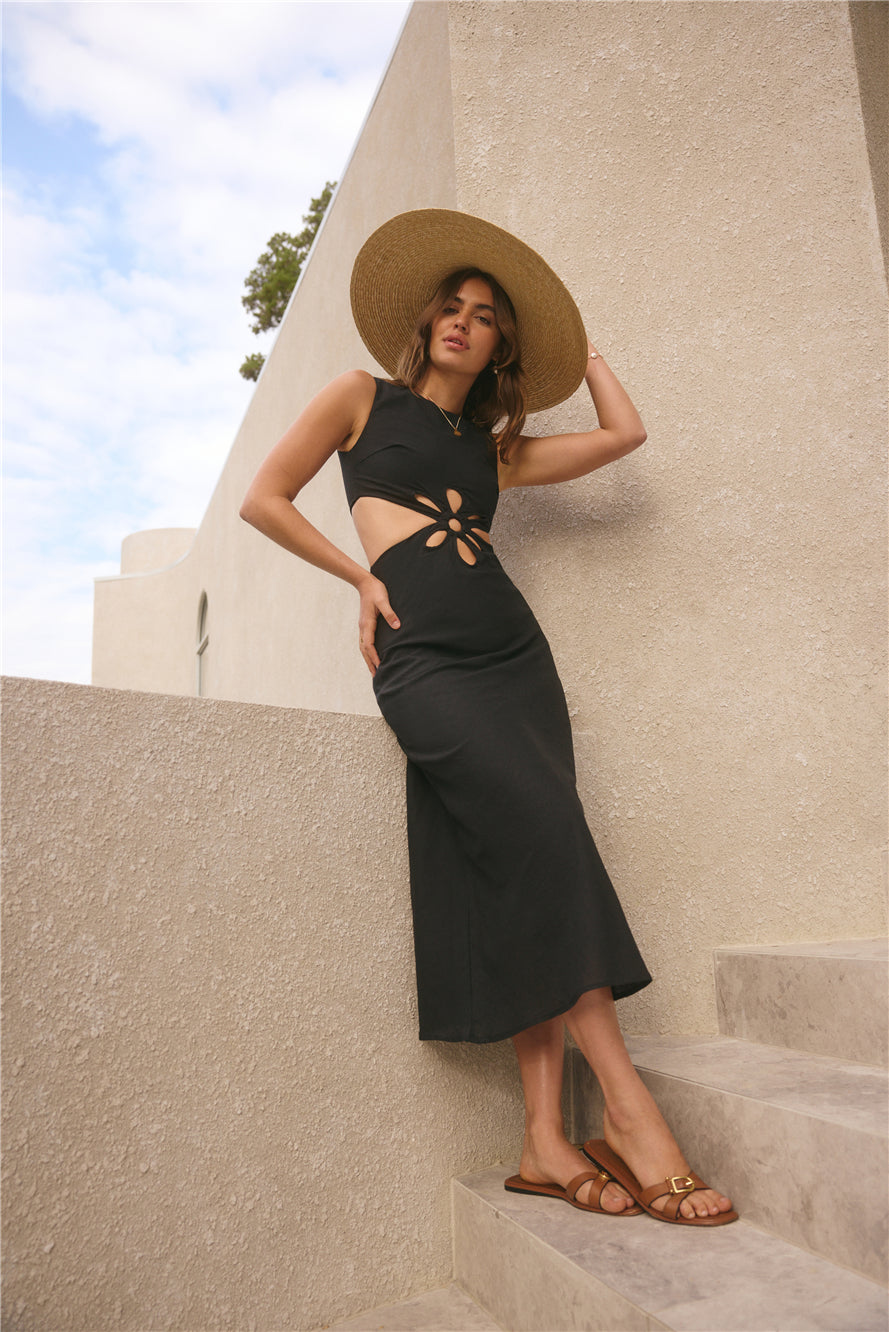 Fluttering Hearts Maxi Dress Black