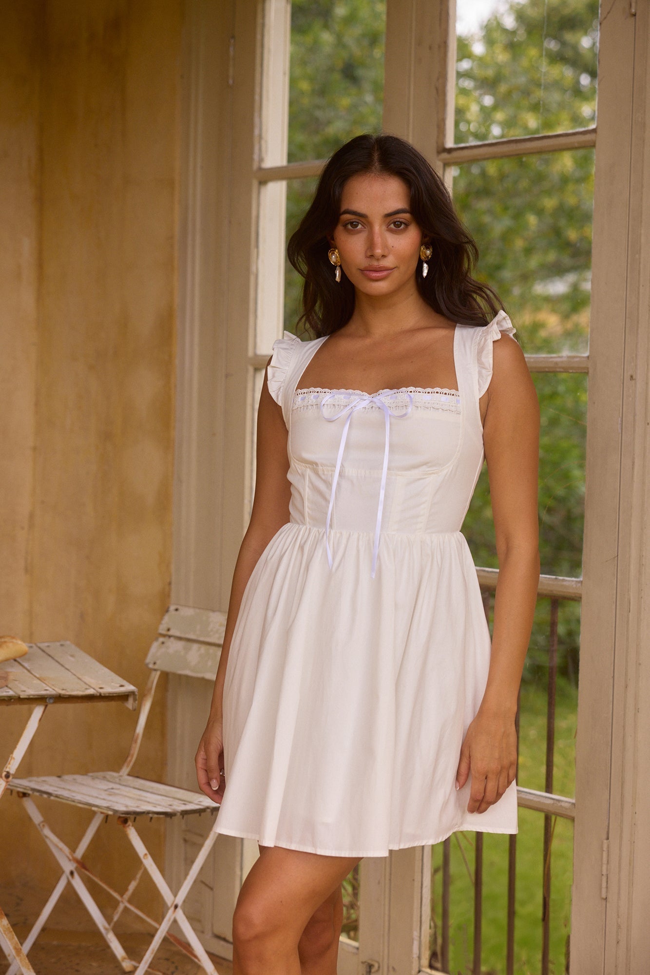 Moonflower Melodies Mini Dress White