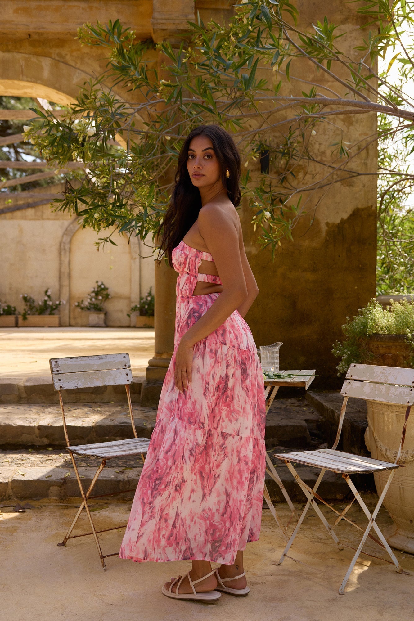 Floral Dreams Strapless Maxi Dress Pink