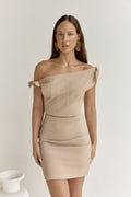 Xanthe Kisses Mini Dress Beige