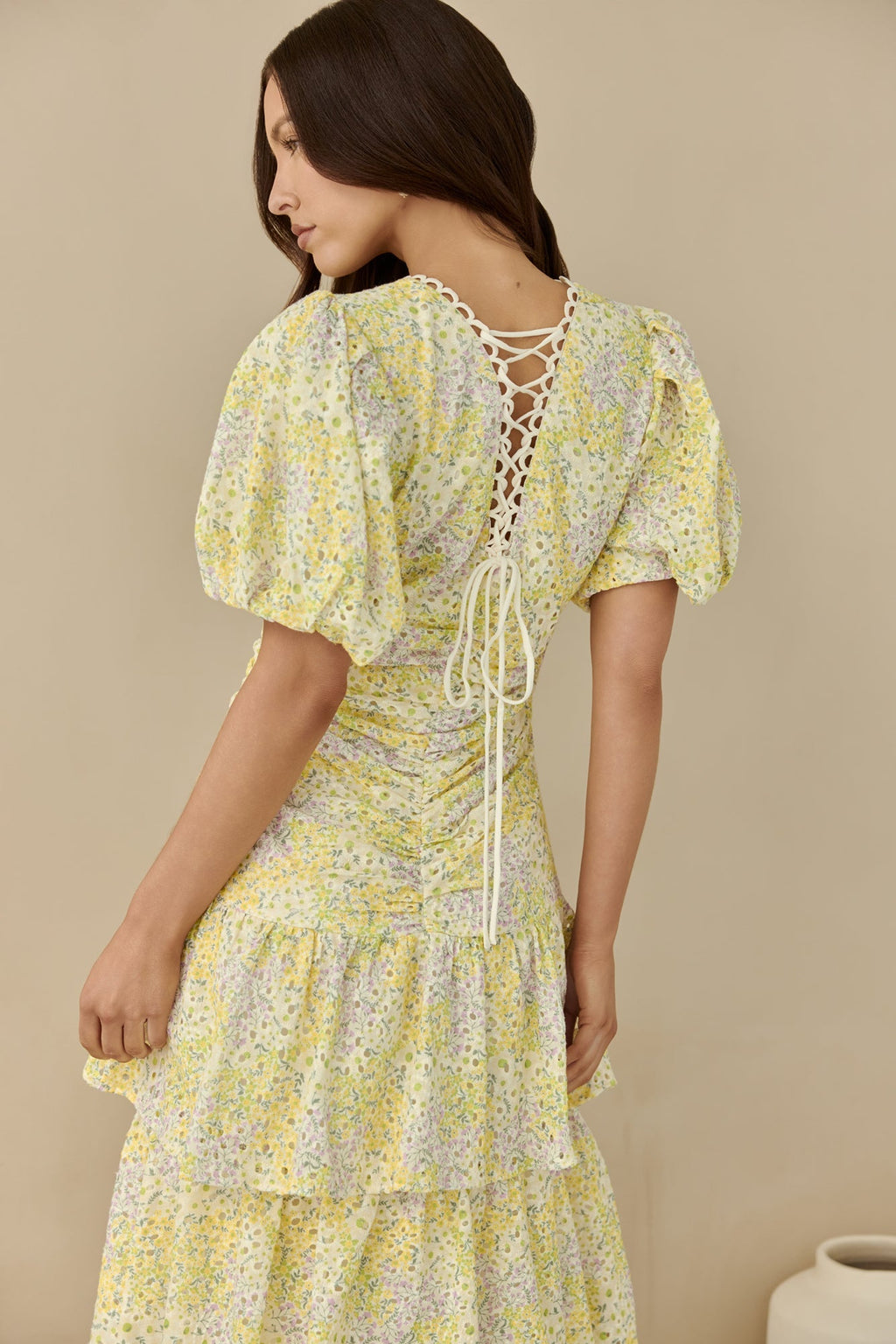 Corinna Tiered Maxi Dress Lemon