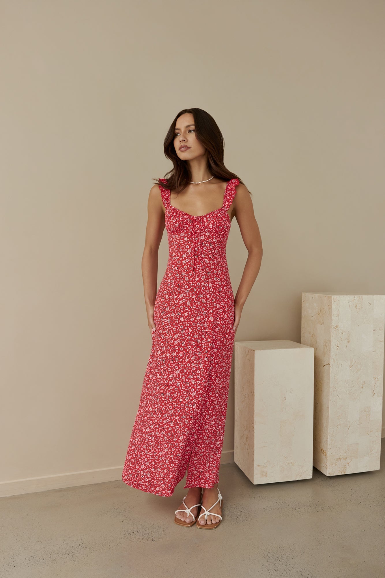 Berry Bloom Maxi Dress Red
