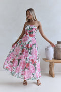 Bouquet In Bloom Strapless Maxi Dress Pink