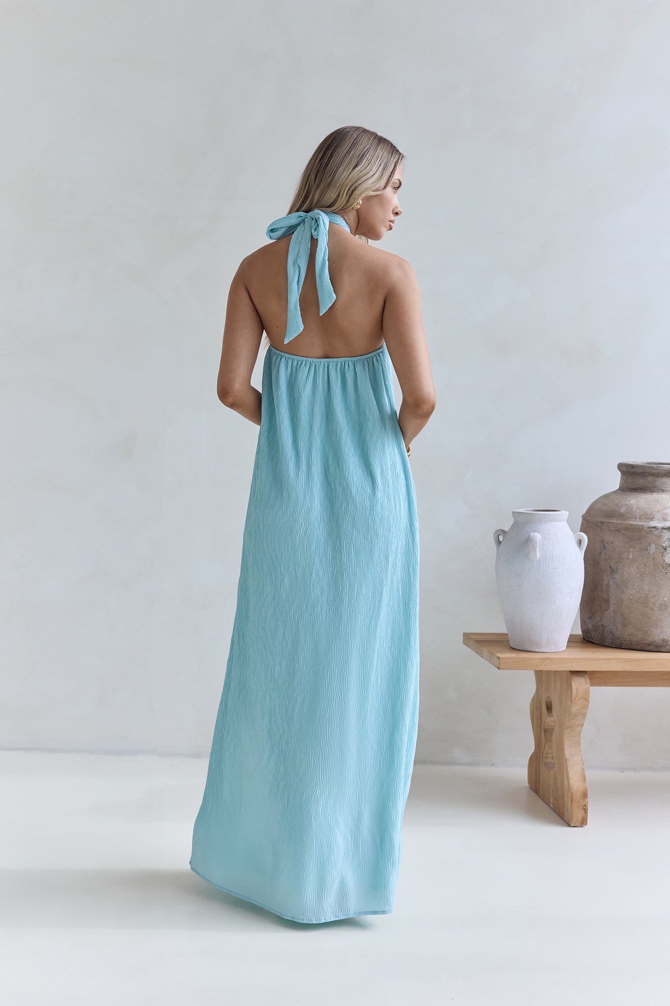 Isle Of Chic Halter Maxi Dress Aqua