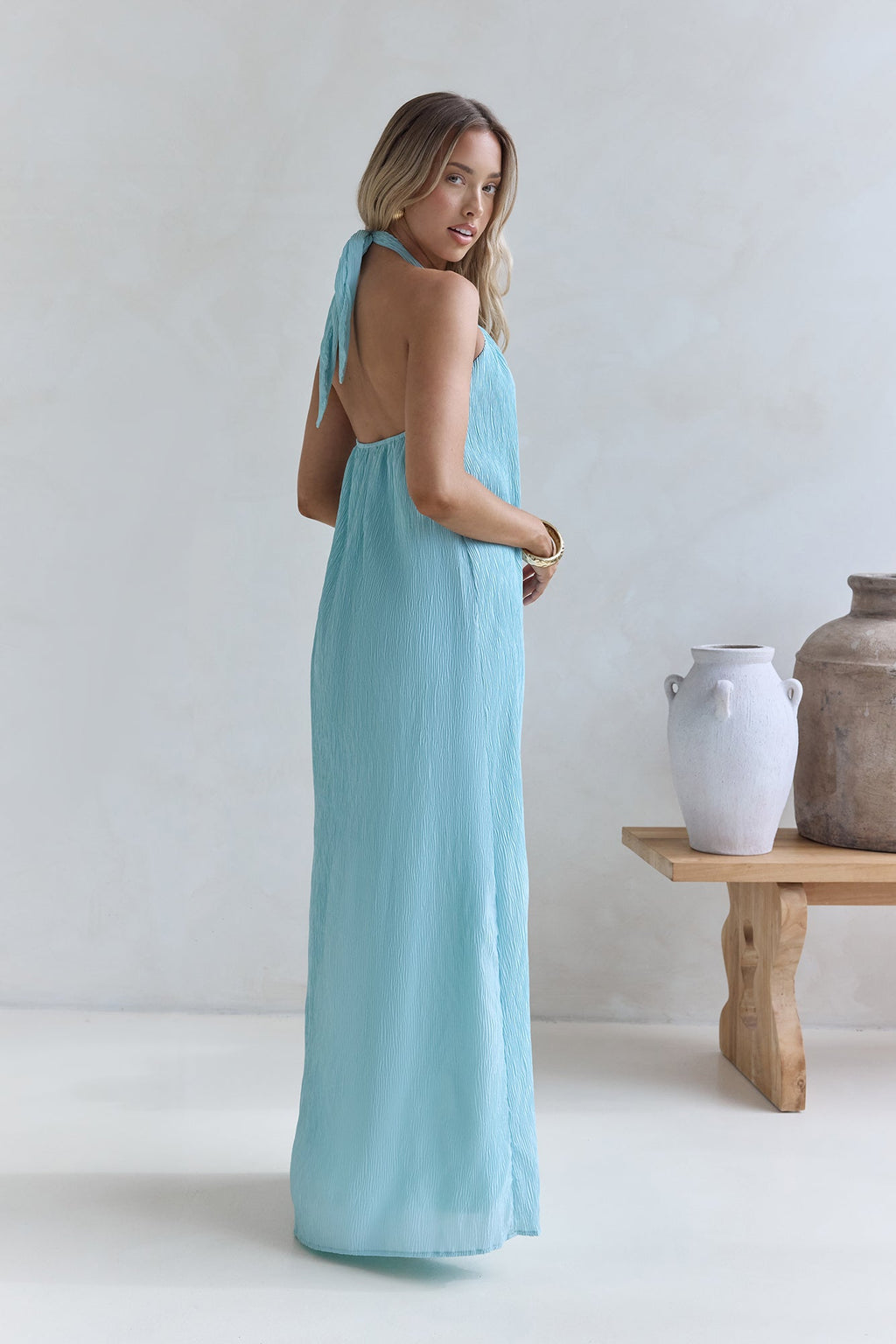 Isle Of Chic Halter Maxi Dress Aqua