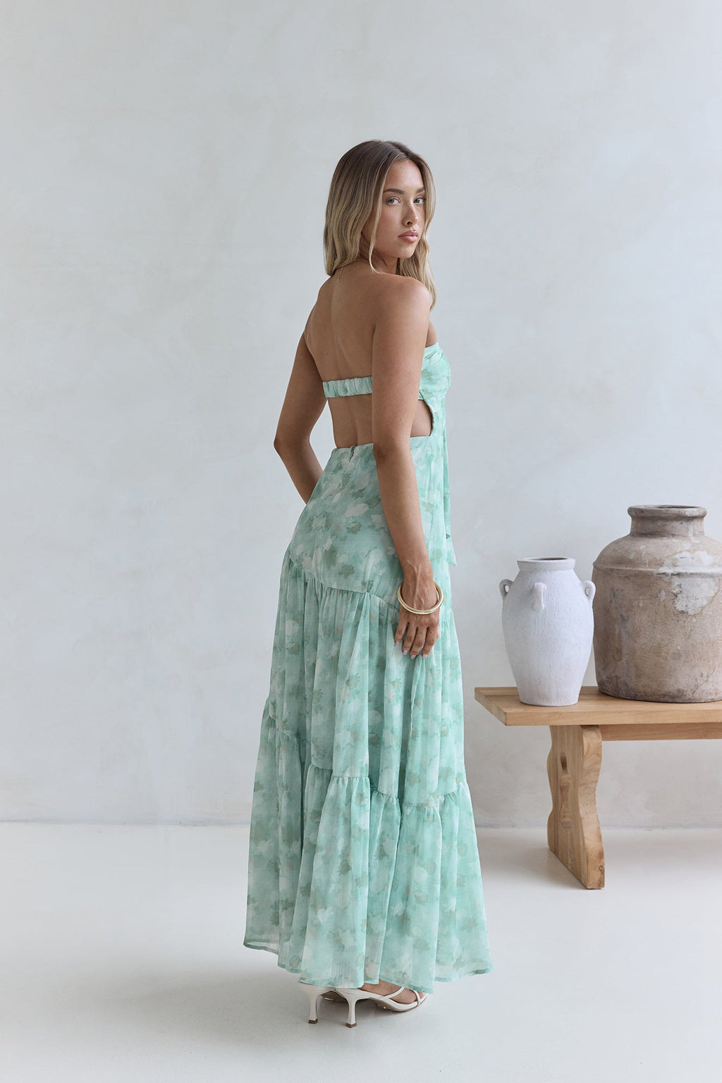 Hear Your Heartbeat Strapless Maxi Dress Green