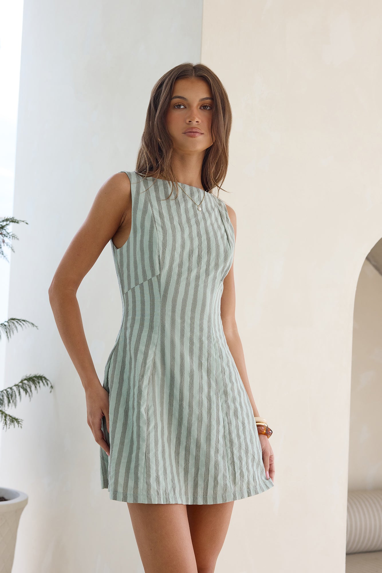 Fields of Wonder Mini Dress Green