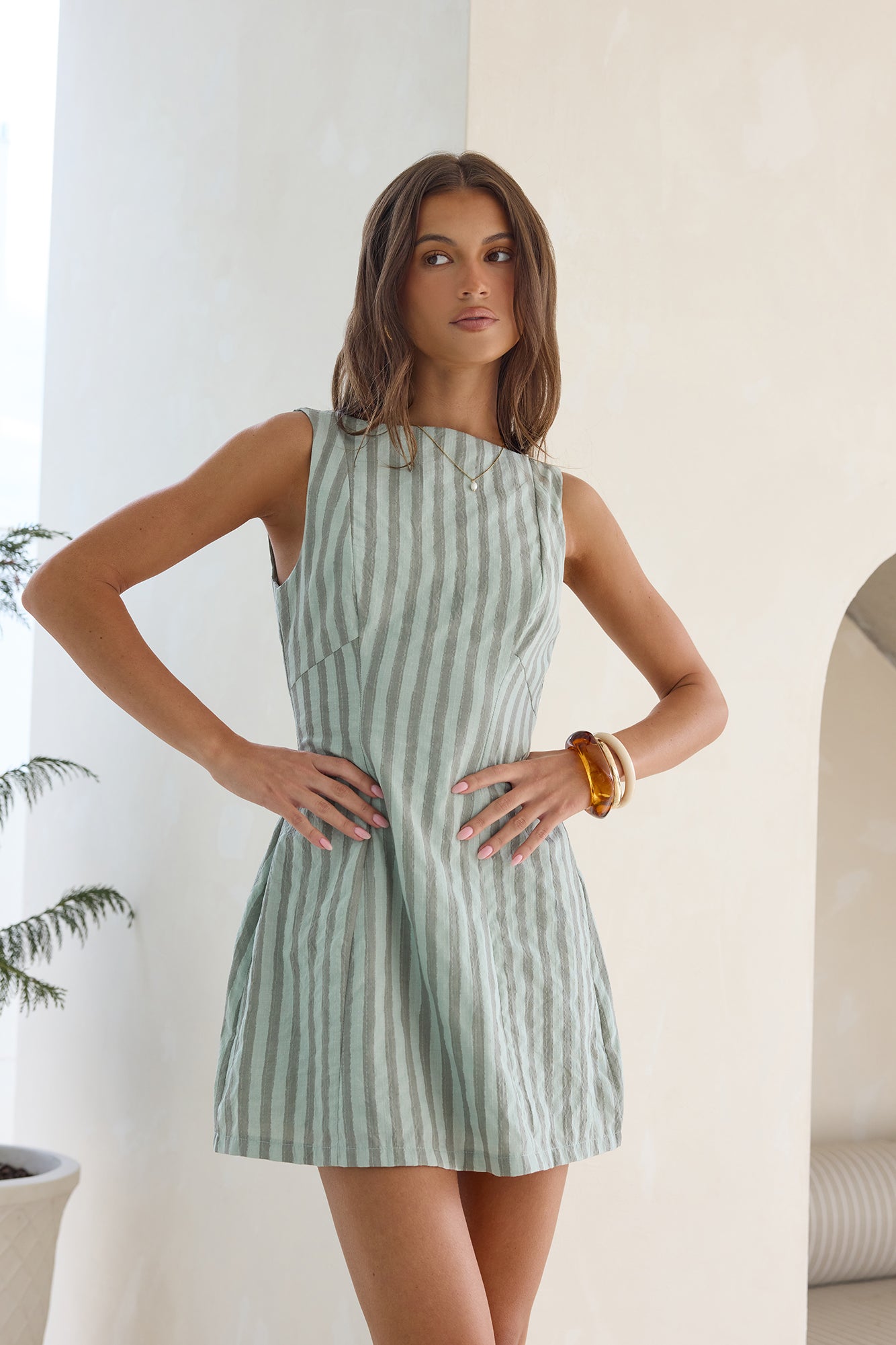 Fields of Wonder Mini Dress Green