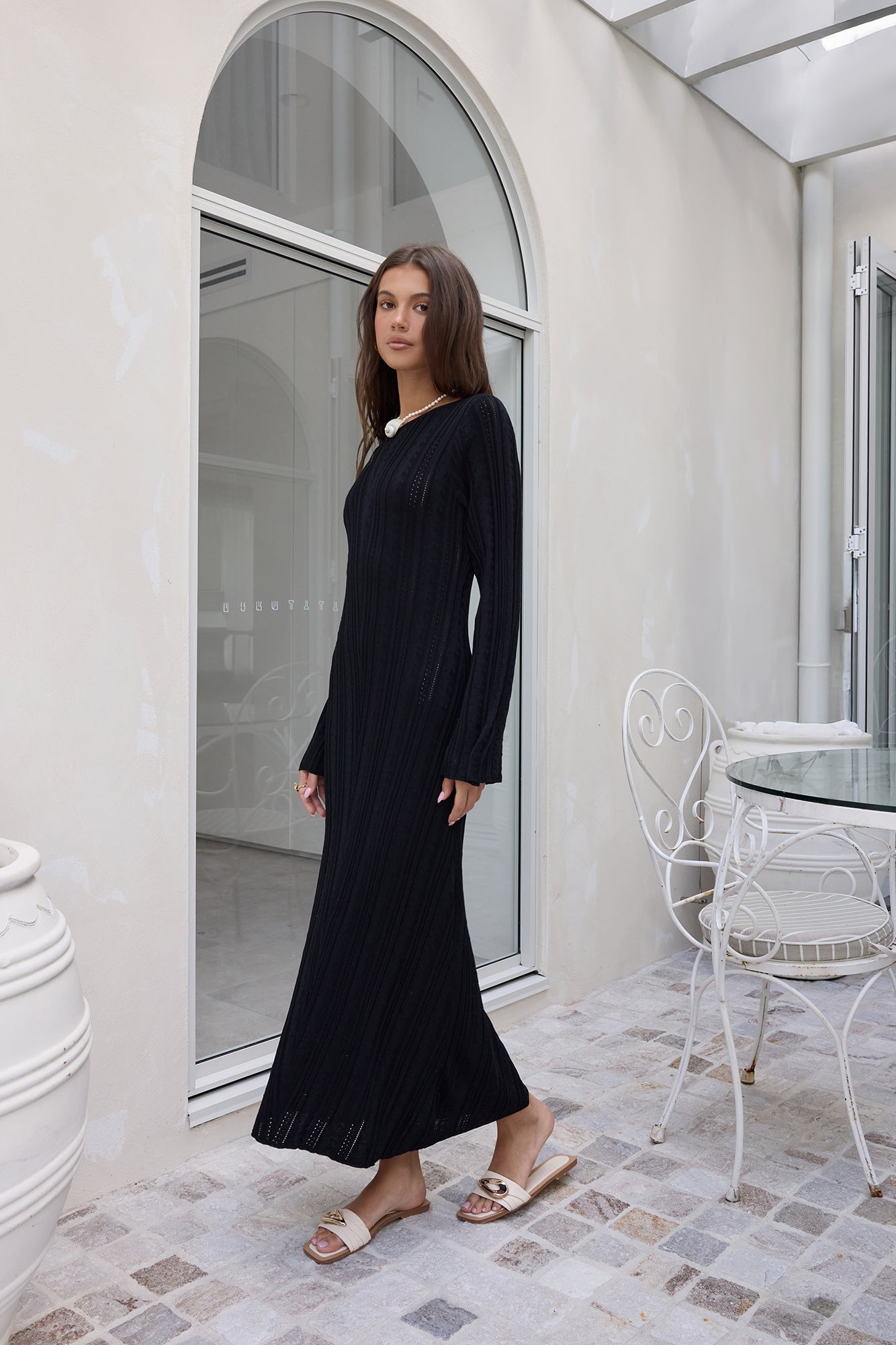 Love On Holidays Long Sleeve Maxi Dress Black