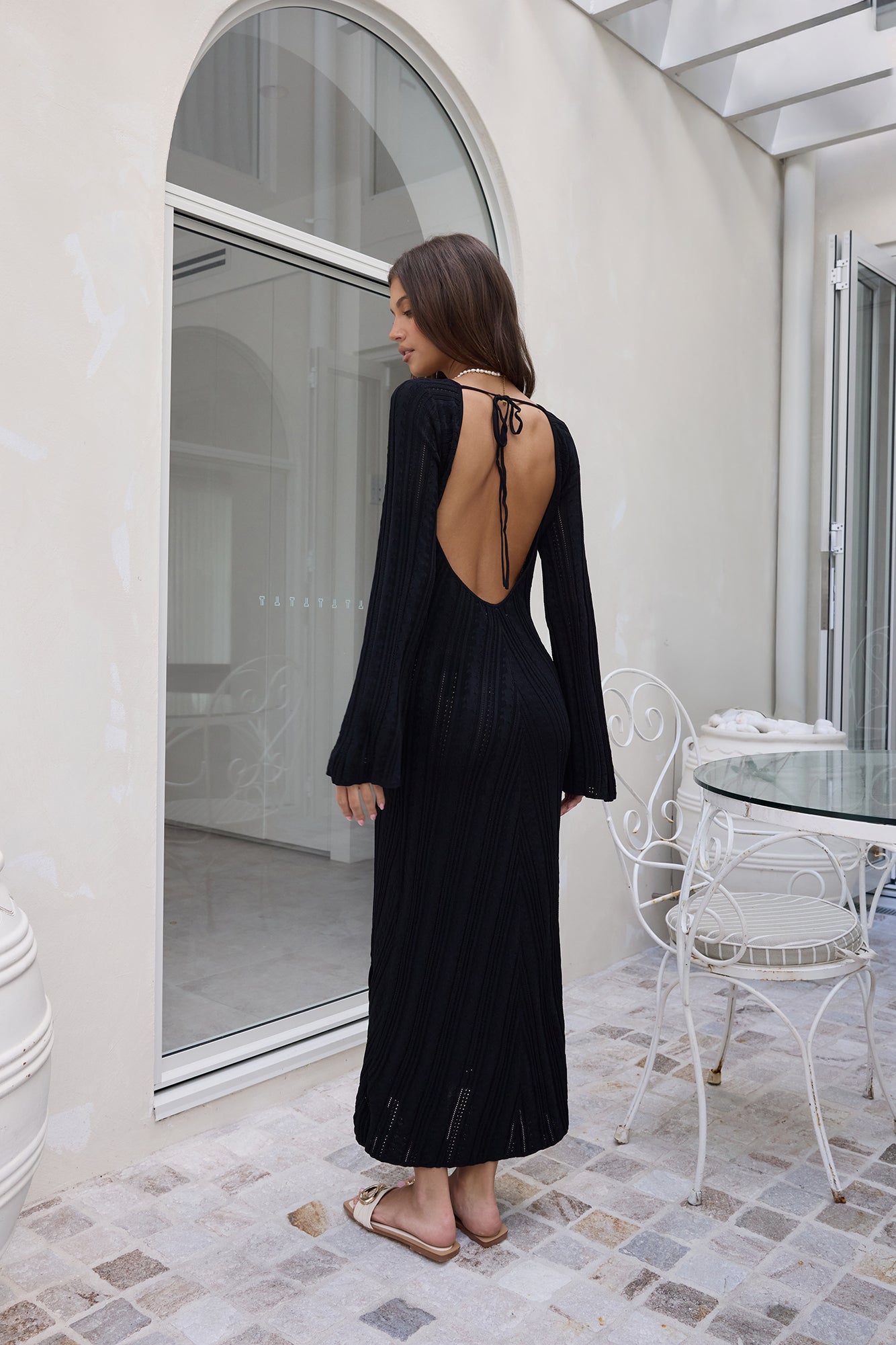 Love On Holidays Long Sleeve Maxi Dress Black