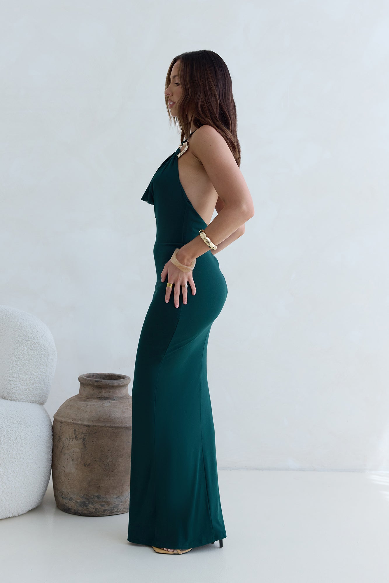 Vibe Setter Halter Maxi Dress Green