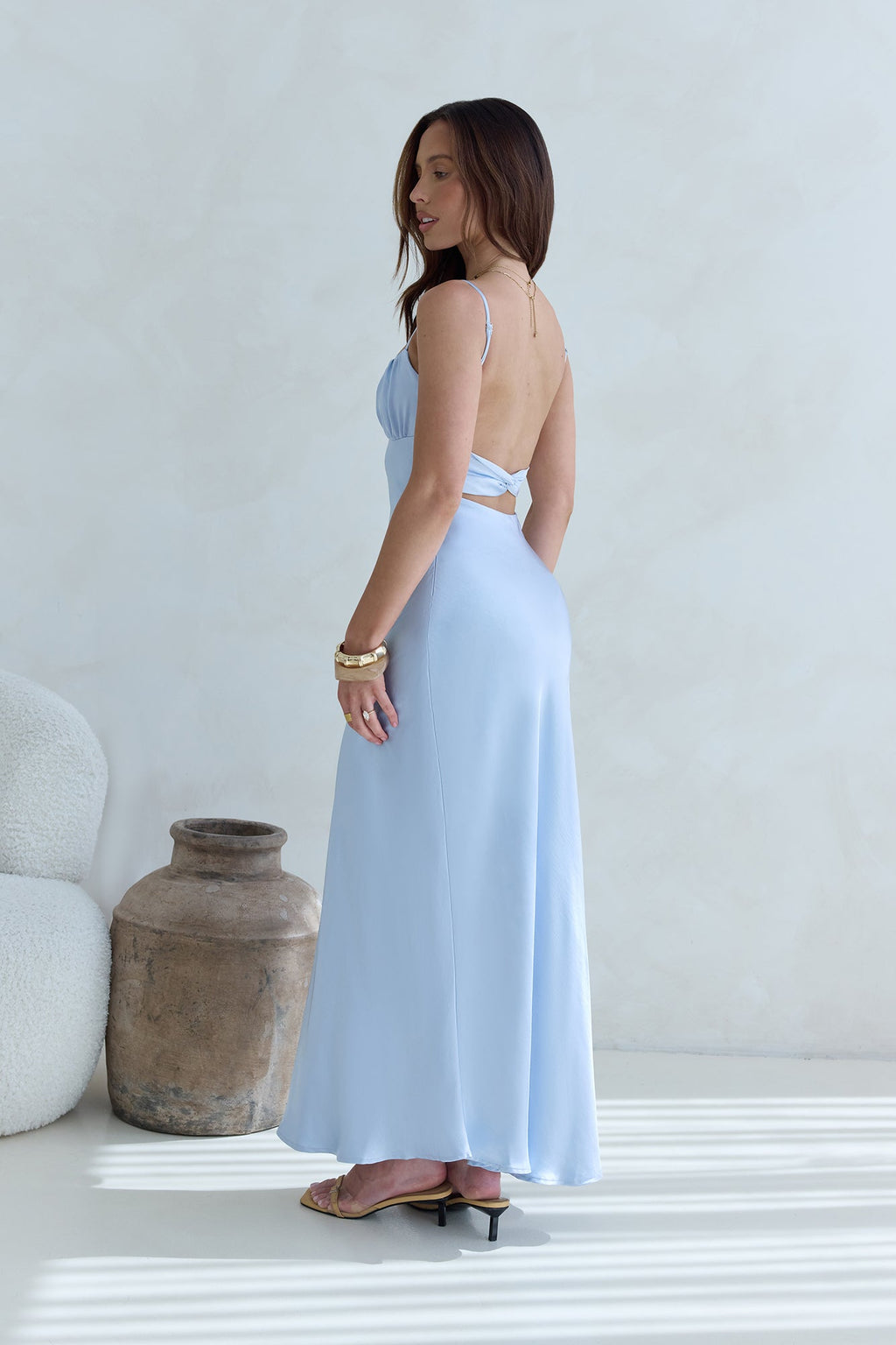 Love And Desire Satin Maxi Dress Blue