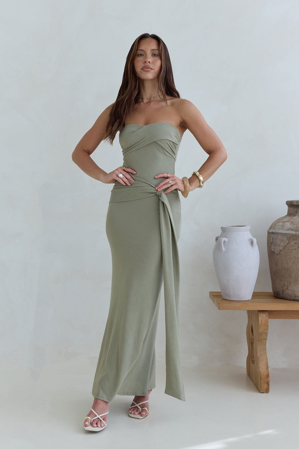 Follow You Strapless Maxi Dress Sage