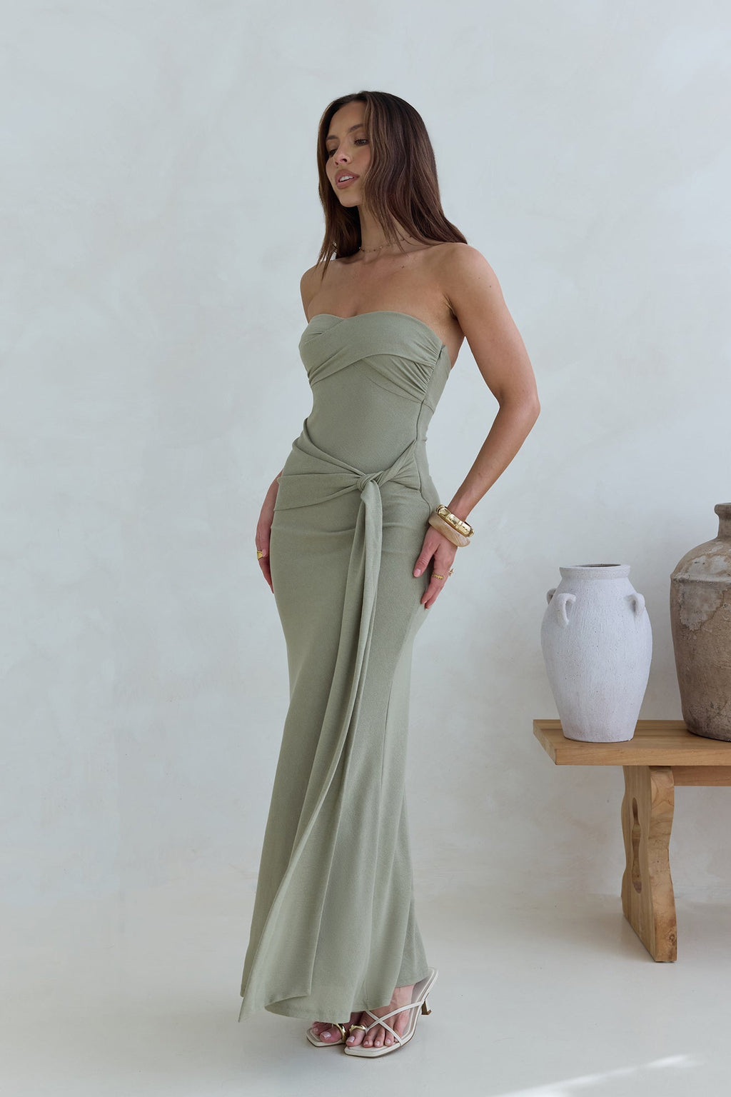 Follow You Strapless Maxi Dress Sage