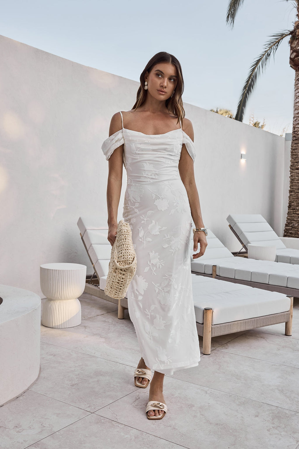 Tropical Tide Maxi Dress White