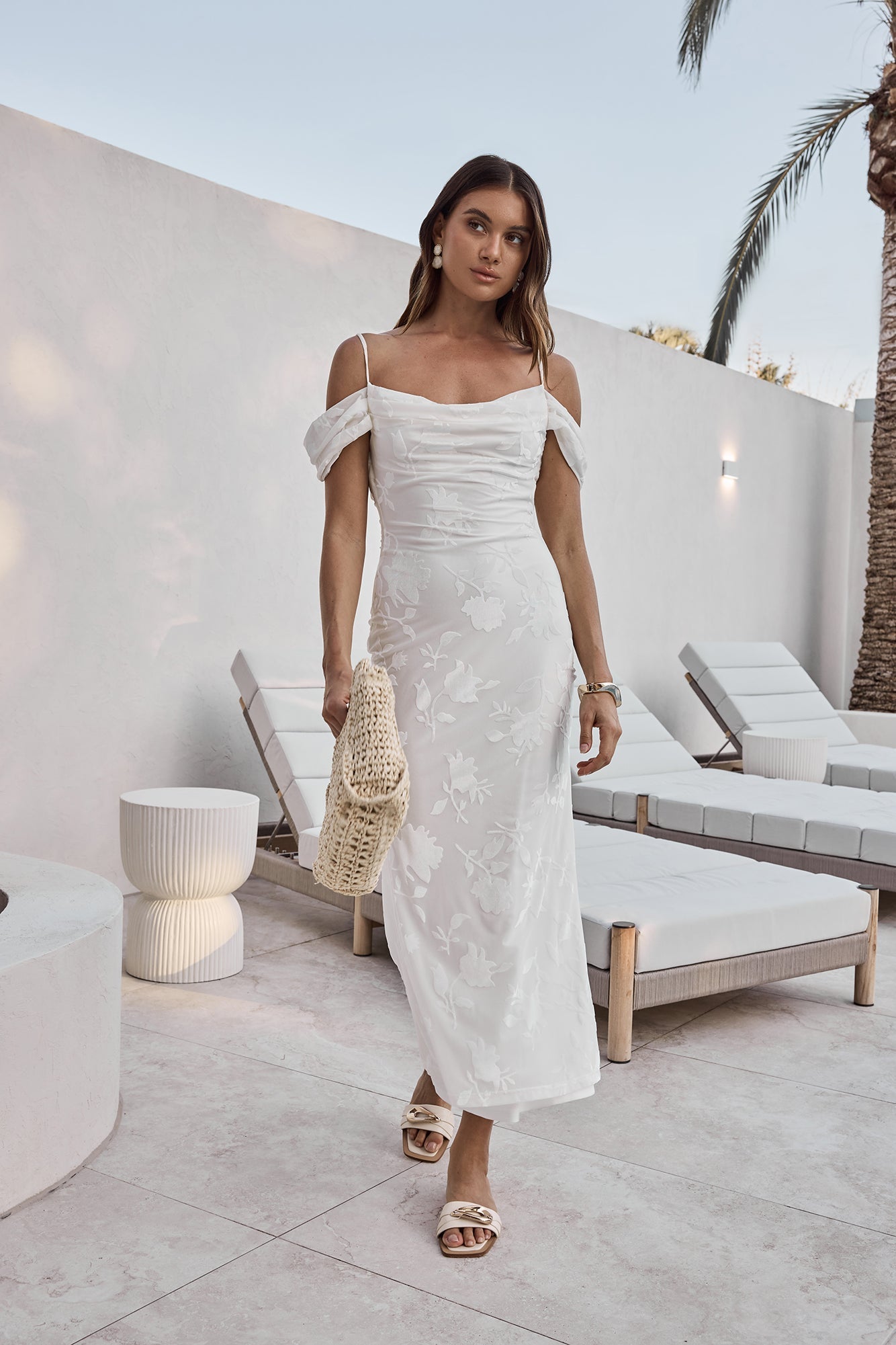 Tropical Tide Maxi Dress White