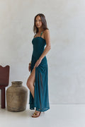 Feel The Light Halter Mesh Maxi Dress Teal
