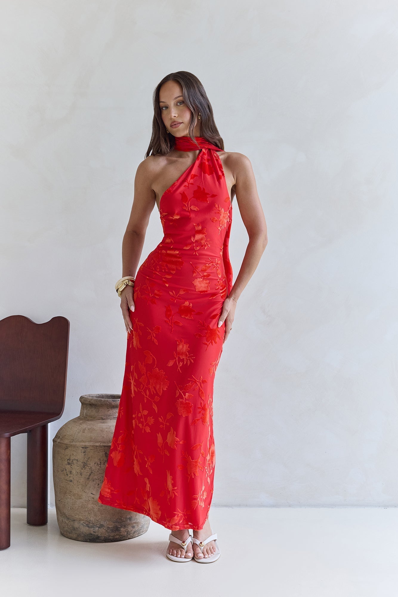 Catching Blooms Maxi Dress Red