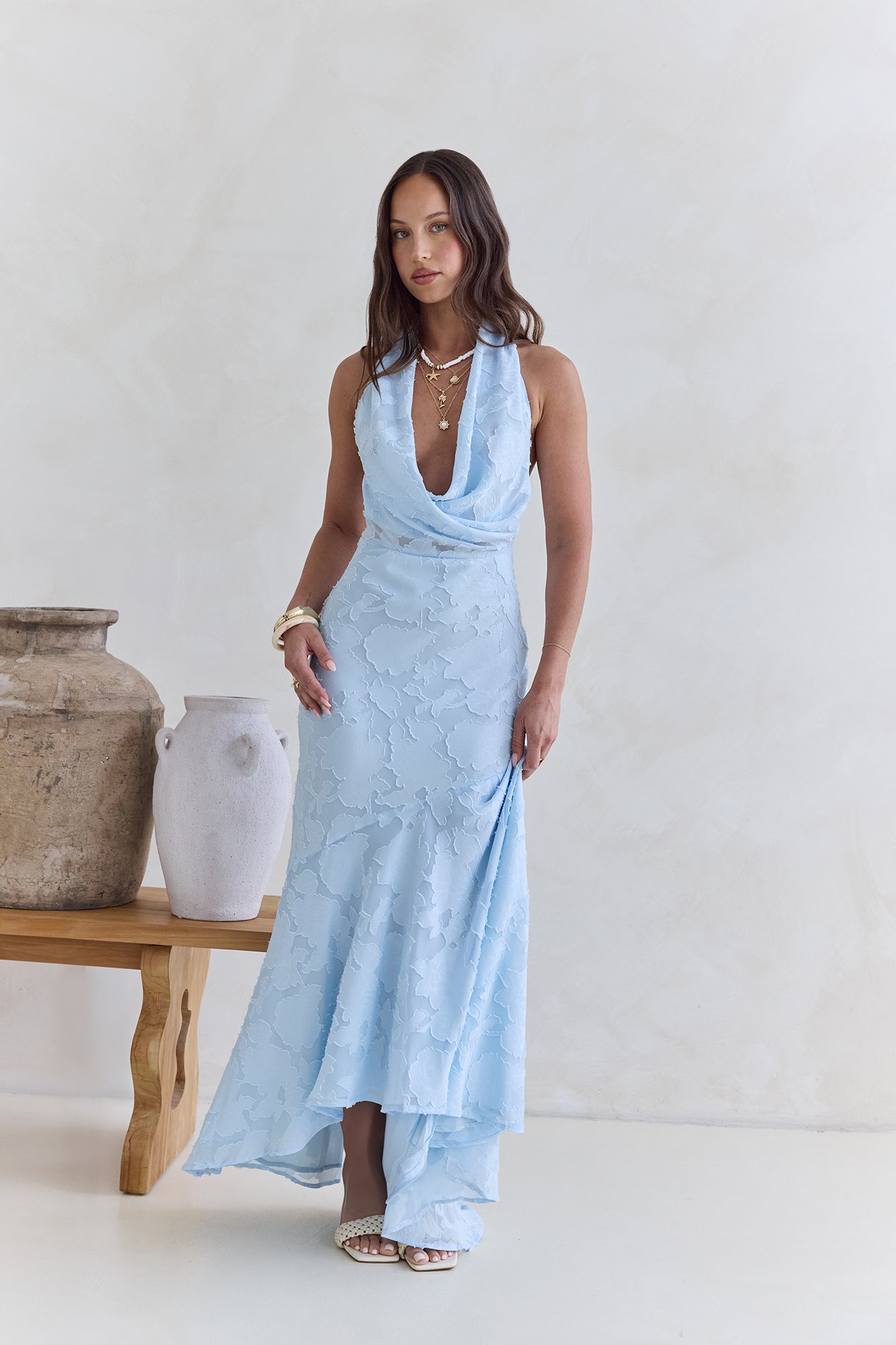More And More Halter Maxi Dress Blue