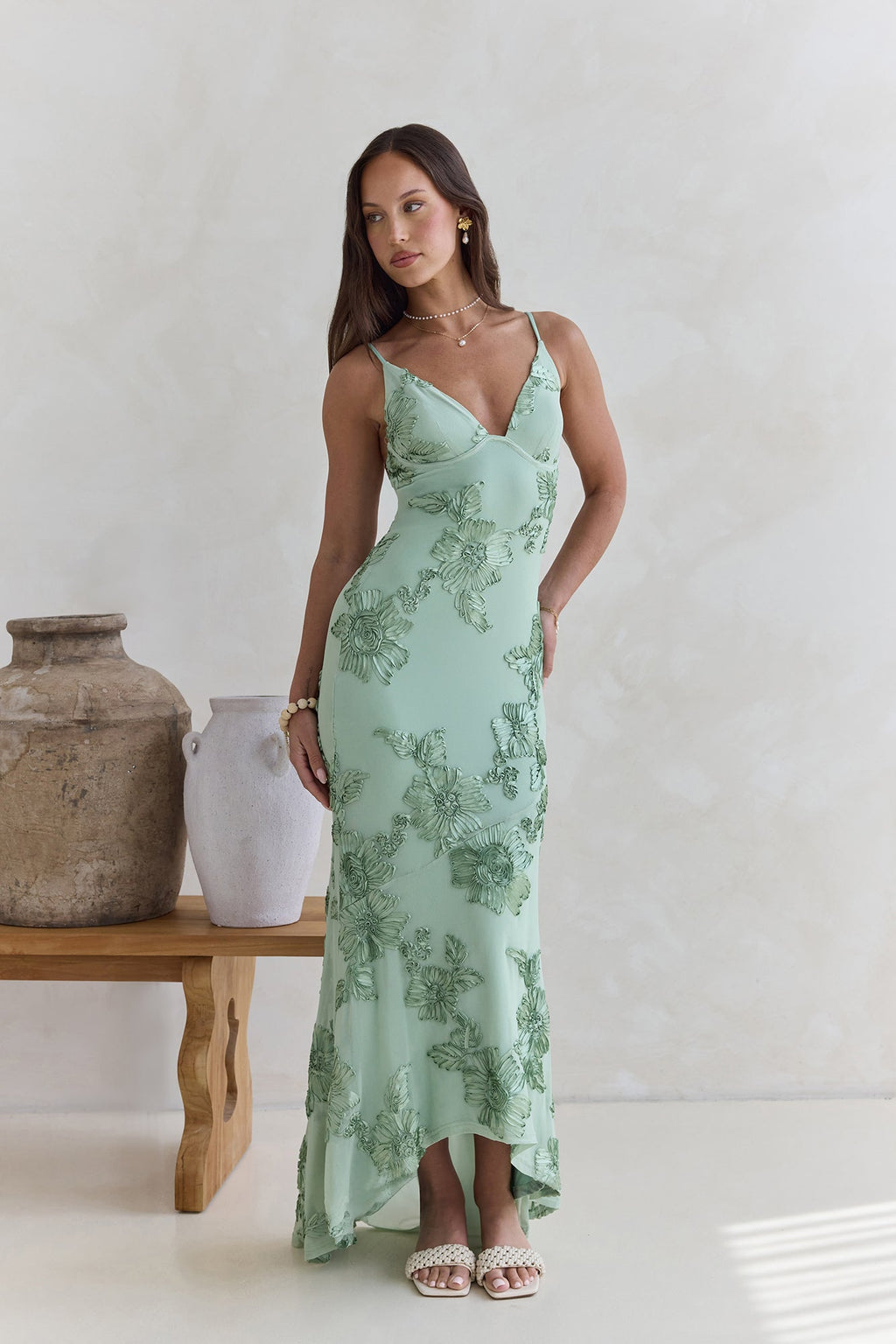 Just As Sweet Mesh Maxi Dress Sage