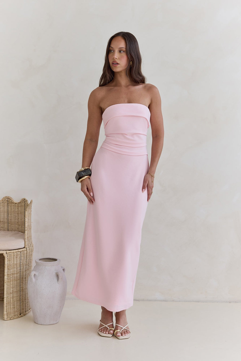 Sunny Daze Strapless Maxi Dress Pink