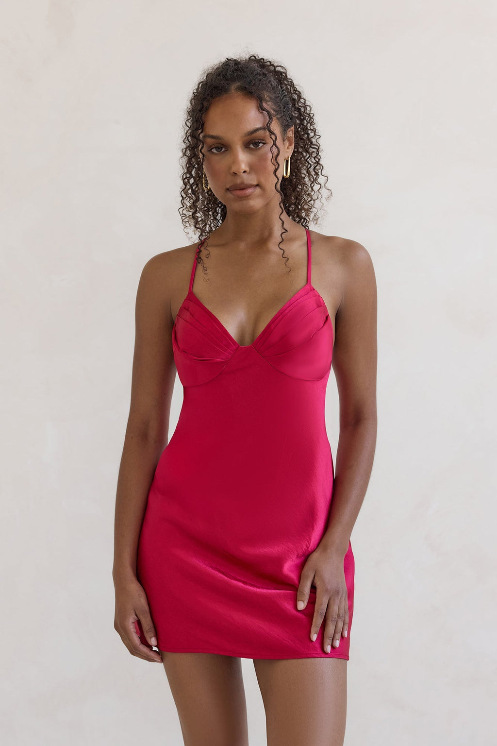 Skylines Satin Mini Dress Red