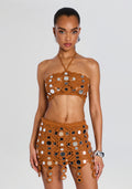 Enora Metallic Crochet Top