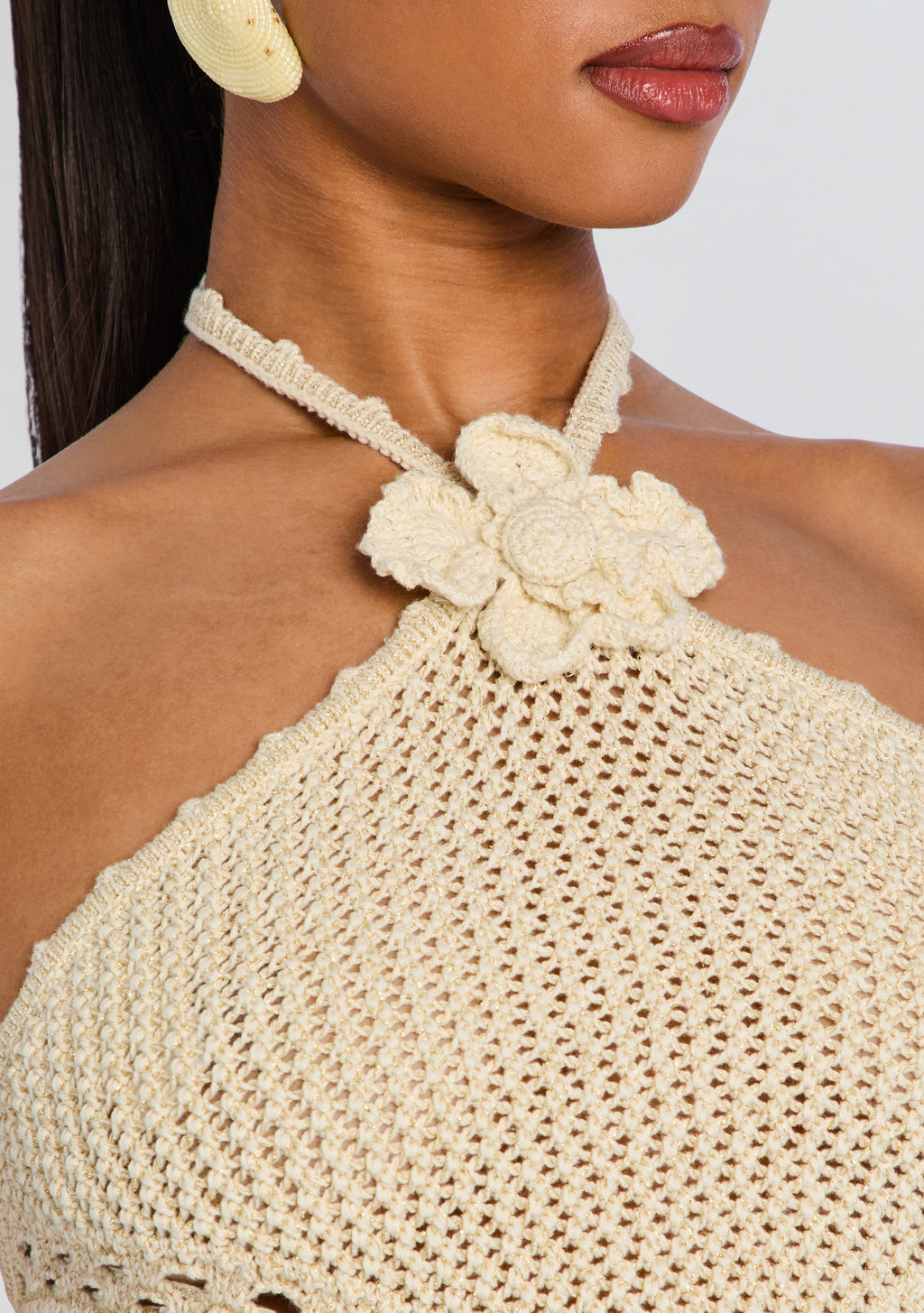 Isaure Metallic Crochet Top