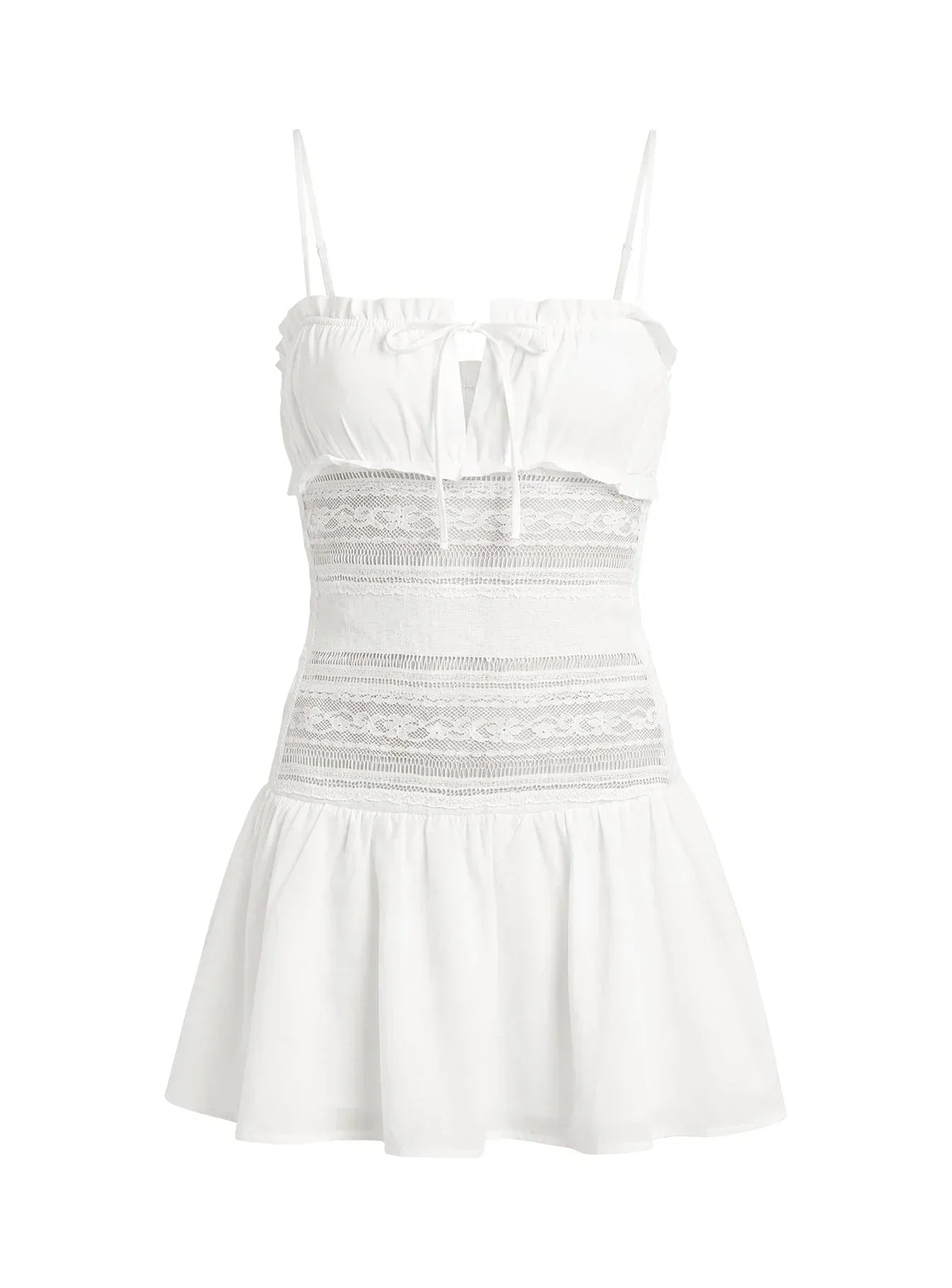 Christobela Drop Waist Lace Mini Dress White