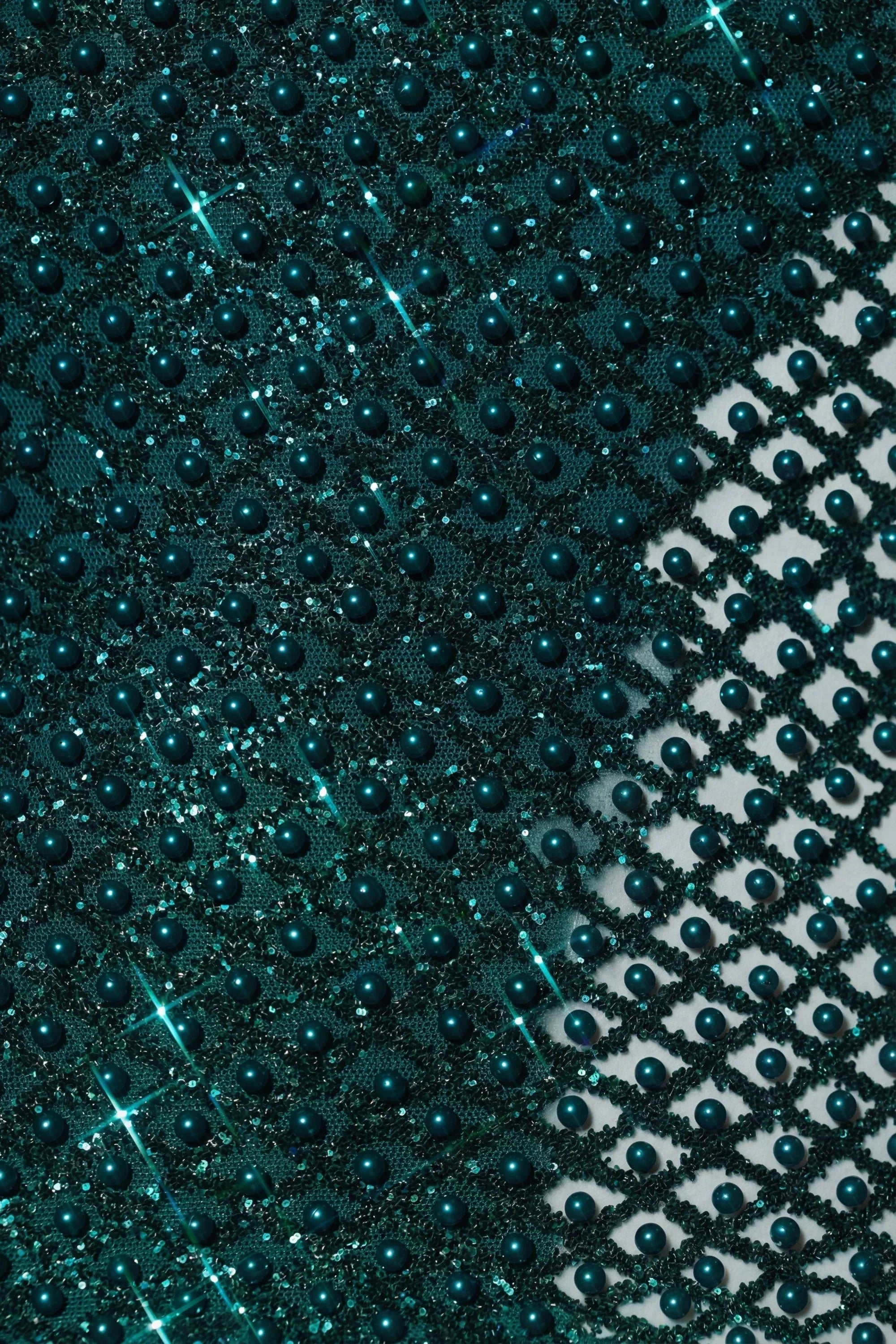 Embellished Bubble Hem Mini Dress in Teal Green