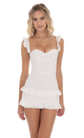 Ruffle Corset Dress in White