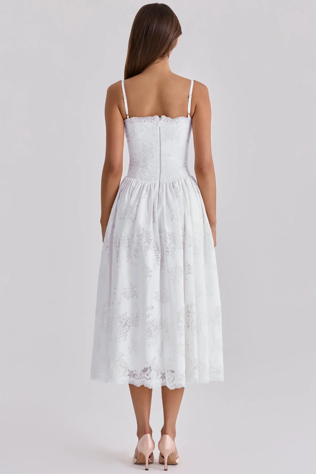 White Custom Lace + Cotton Midi Sundress
