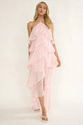 Darylyn Tiered Ruffle Maxi Dress Pink