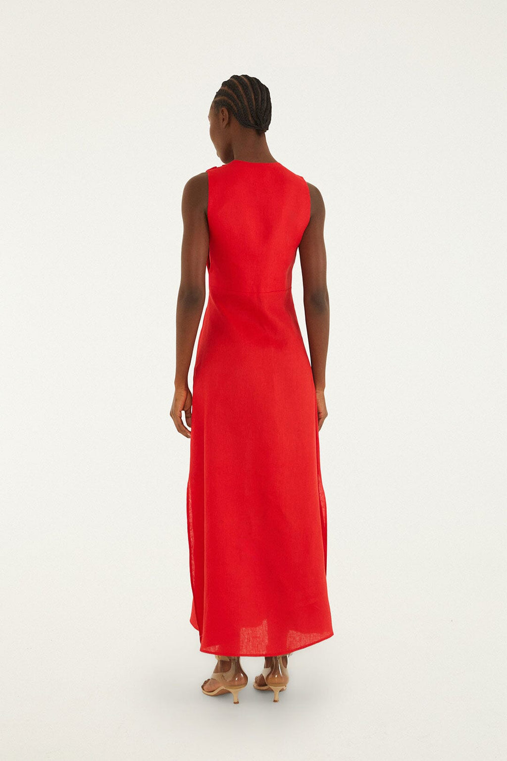 Red 3d Flower Maxi Dress