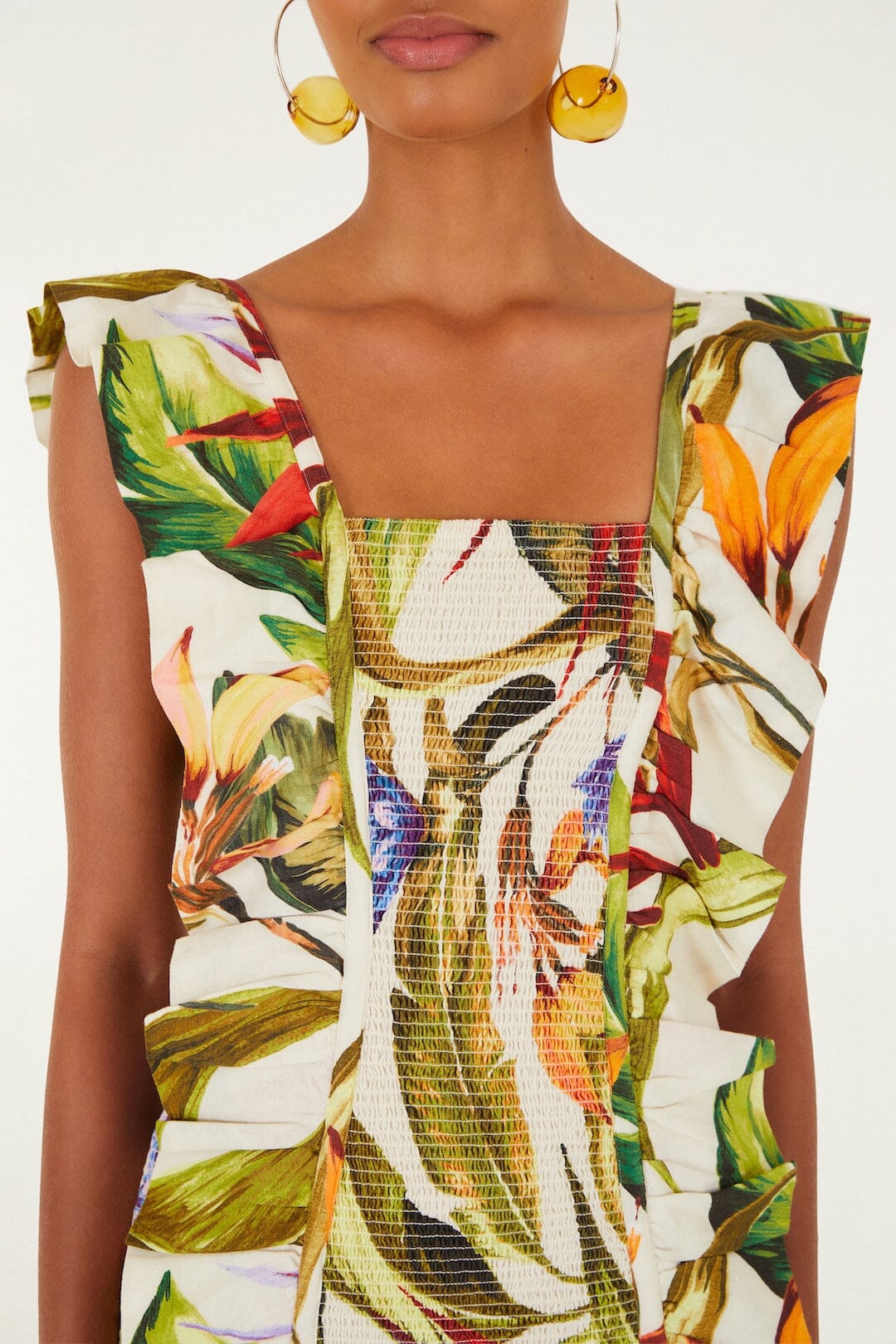 Sand Florart Short Sleeve Mini Dress
