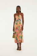 Soft Pink Pool Time Ruched Sleeveless Midi Dress