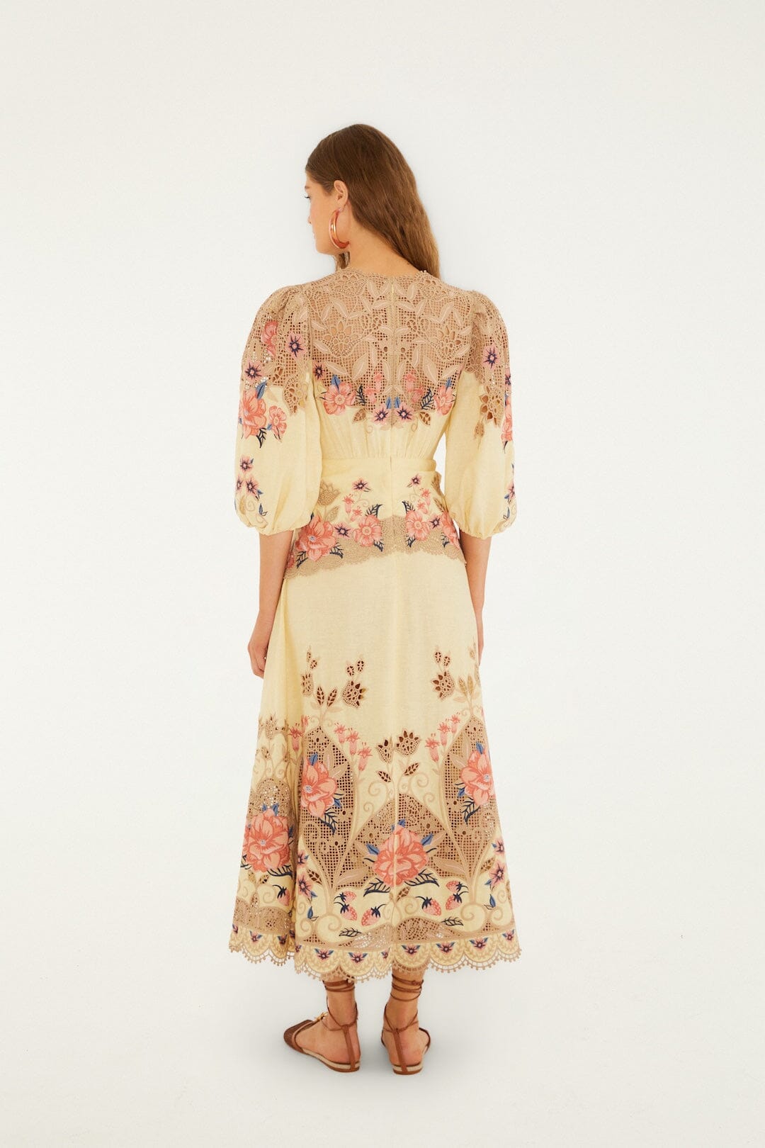 Butter Yellow Embroidered Midi Dress