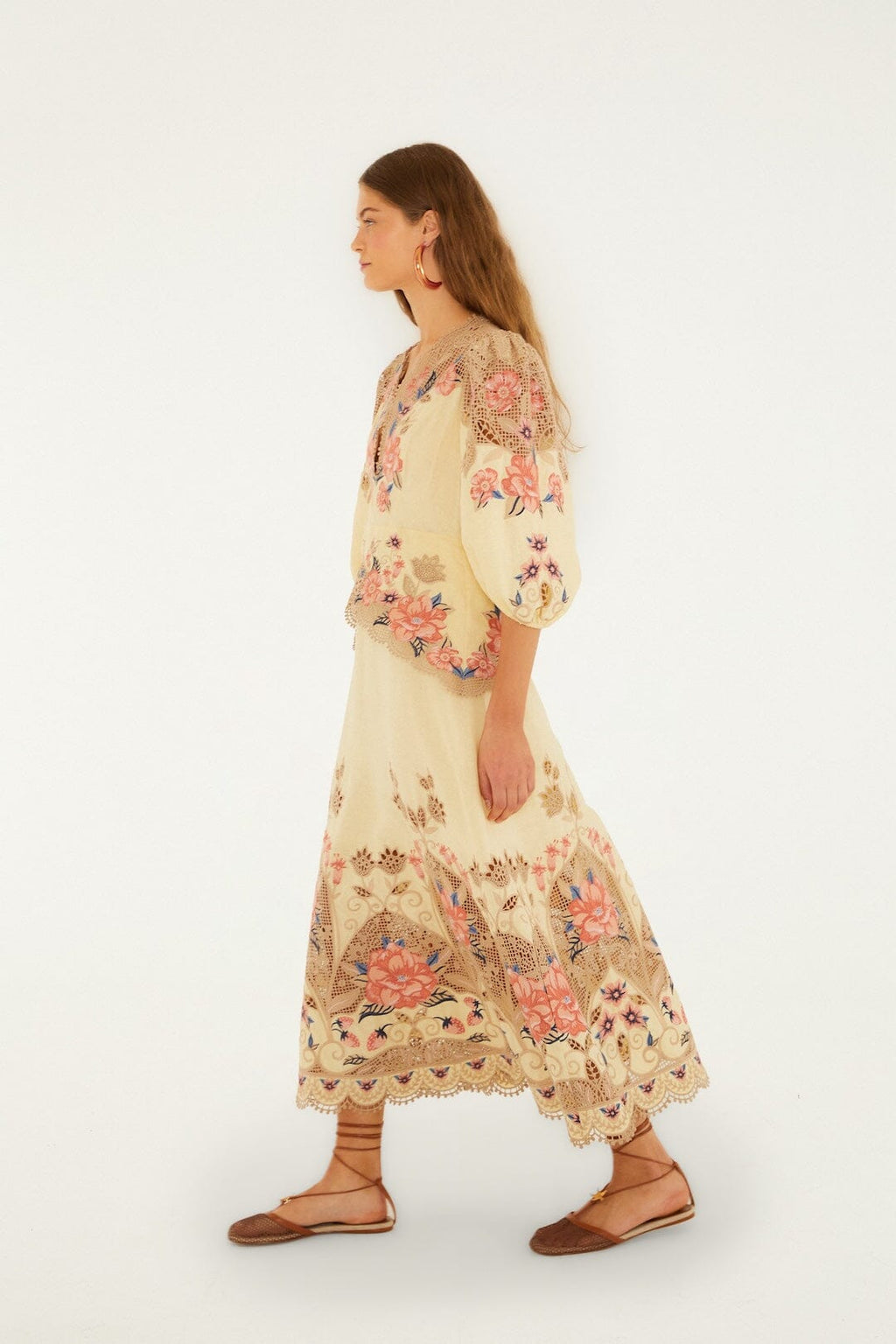 Butter Yellow Embroidered Midi Dress