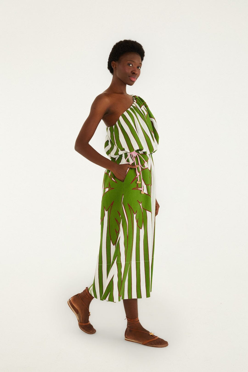 Off-White One-Shoulder Midi Dress