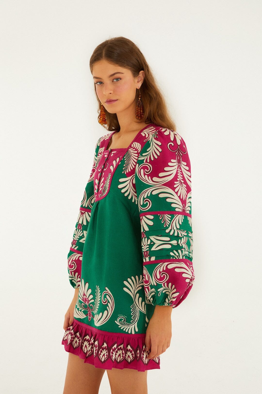Multicolor Spring Arabesc Long Sleeve Mini Dress