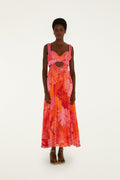 Multicolor Delicate Forest Cut-Out Maxi Dress