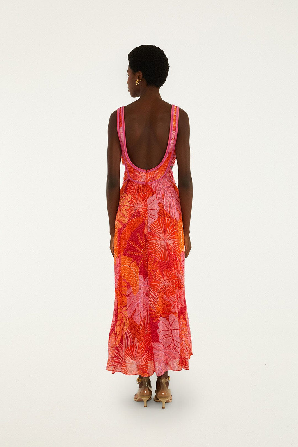 Multicolor Delicate Forest Cut-Out Maxi Dress