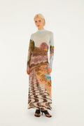Multicolor Copacabana Beach Long Sleeve Maxi Dress